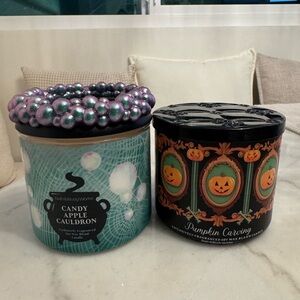 New Bath and Body Works Candle Set - Candy Apple Cauldron & Pumpkin Carving